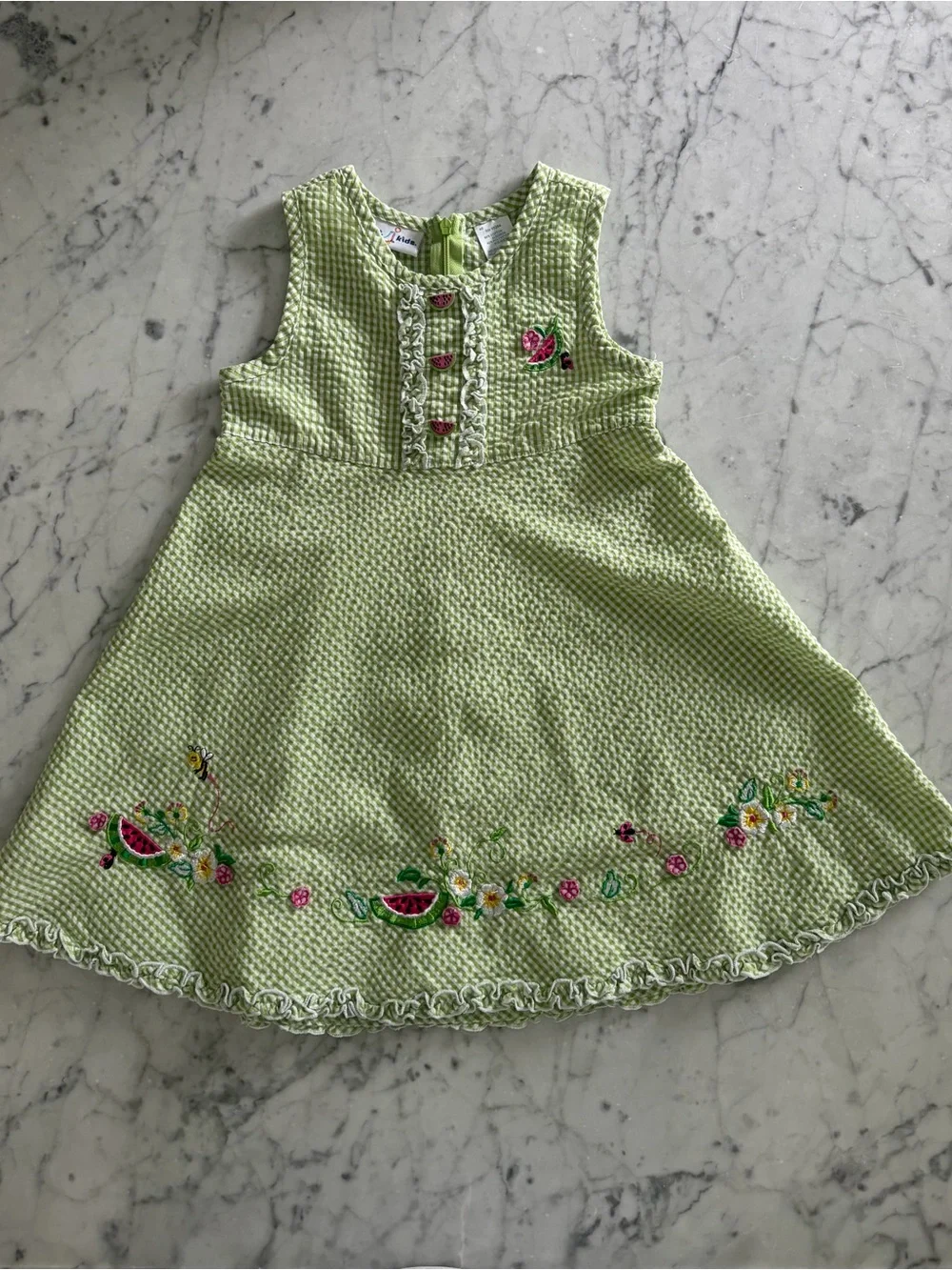 Vintage 00s Toddler Girls Seersucker Dress (4T)